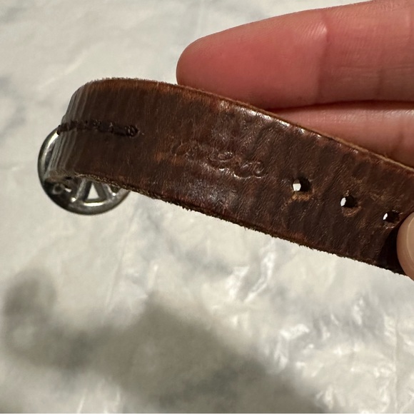 AEO Vintage Leather Belt with Peace Sign Hook Buckle - Picture 3 of 4